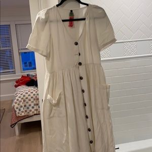 Lightweight cotton button down dress with pockets